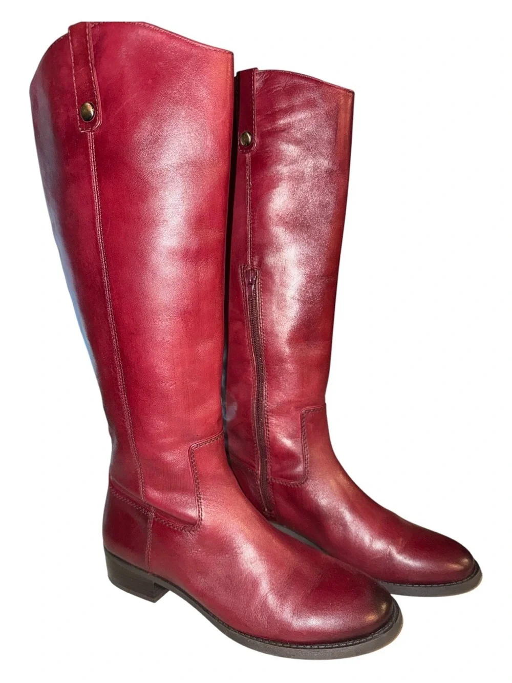 INC Fawne Merlot Leather Riding Boots, Size 8.5